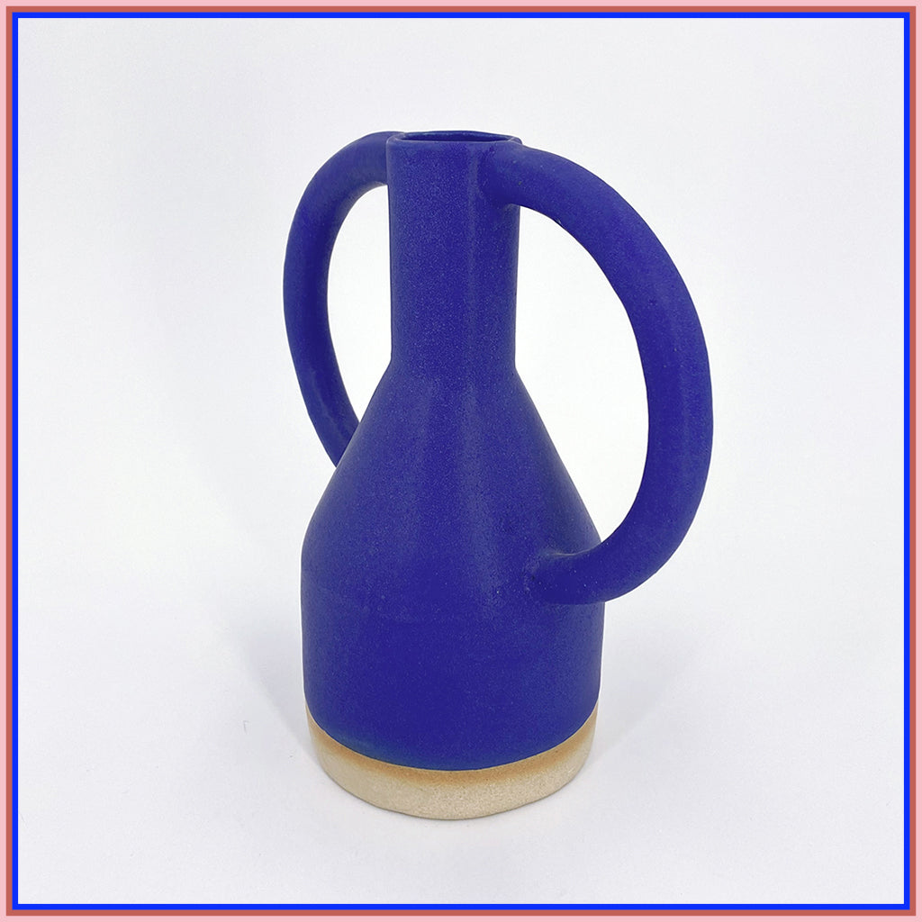 Vase blue jug eared
