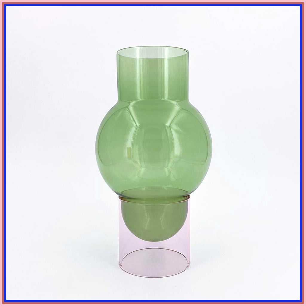 Vase Bubble Tube vert et rose
